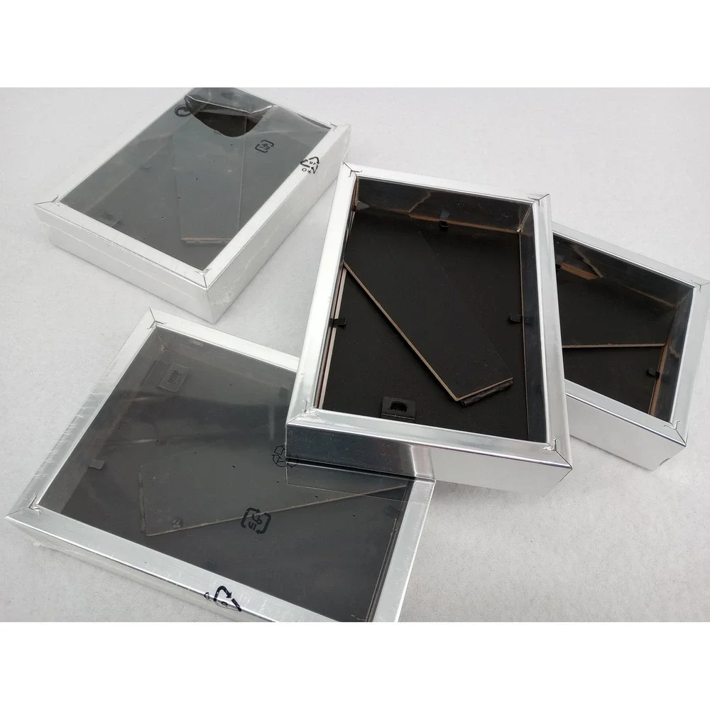 IKEA Ribba Picture Frame Set 4 4x6 Silver Metallic Finish